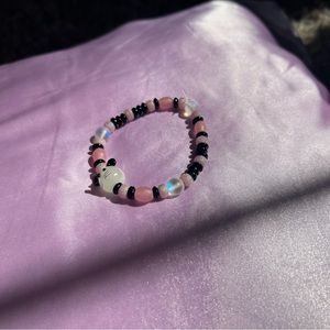 MOUSE - Pink Black White - Y2K bead elastic handmade bracelet - IRIDESCENT